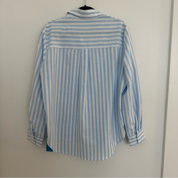 NWT x JJD By the Shore Striped Shirt Striped Blue and White Button-Up Shirt - Picture 15 of 15